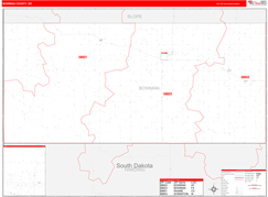 Bowman County, ND Digital Map Red Line Style