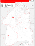 Boyd County, KY Digital Map Red Line Style