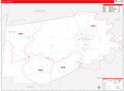 Boyle County, KY Digital Map Red Line Style