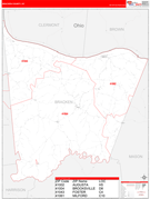 Bracken County, KY Digital Map Red Line Style