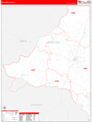 Bradford County, FL Digital Map Red Line Style