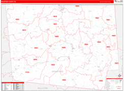 Bradford County, PA Digital Map Red Line Style