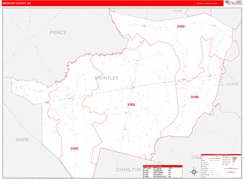 Brantley County, GA Digital Map Red Line Style