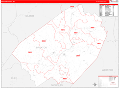 Braxton County, WV Digital Map Red Line Style