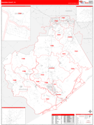 Brazoria County, TX Digital Map Red Line Style