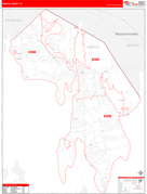 Bristol County, RI Digital Map Red Line Style