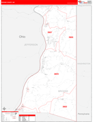 Brooke County, WV Digital Map Red Line Style