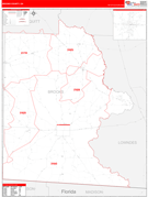 Brooks County, GA Digital Map Red Line Style