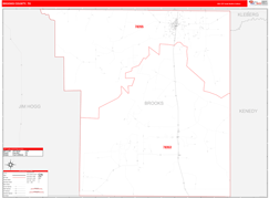 Brooks County, TX Digital Map Red Line Style