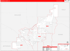 Broomfield County, CO Digital Map Red Line Style