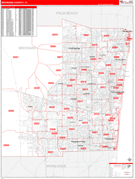 Broward County, FL Digital Map Red Line Style