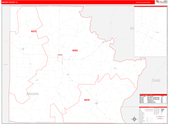 Brown County, IL Digital Map Red Line Style