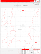 Brown County, KS Digital Map Red Line Style