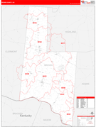 Brown County, OH Digital Map Red Line Style