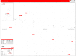 Brule County, SD Digital Map Red Line Style