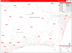 Brunswick County, NC Digital Map Red Line Style