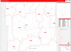 Buchanan County, IA Digital Map Red Line Style