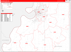 Buchanan County, MO Digital Map Red Line Style