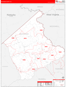 Buchanan County, VA Digital Map Red Line Style