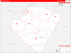 Buckingham County, VA Digital Map Red Line Style