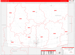 Buffalo County, NE Digital Map Red Line Style
