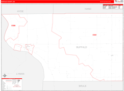 Buffalo County, SD Digital Map Red Line Style