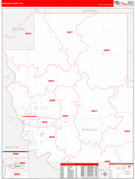 Burleigh County, ND Digital Map Red Line Style