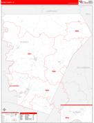 Burnet County, TX Digital Map Red Line Style