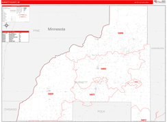 Burnett County, WI Digital Map Red Line Style