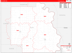 Burt County, NE Digital Map Red Line Style