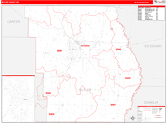 Butler County, MO Digital Map Red Line Style