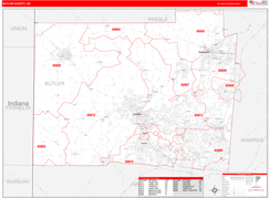 Butler County, OH Digital Map Red Line Style