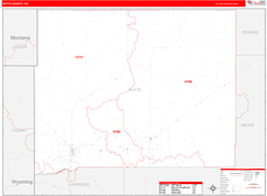 Butte County, SD Digital Map Red Line Style