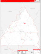 Butts County, GA Digital Map Red Line Style