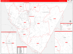Cabarrus County, NC Digital Map Red Line Style
