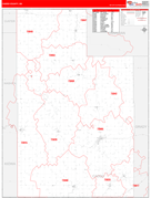 Caddo County, OK Digital Map Red Line Style