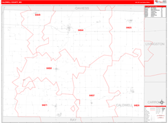 Caldwell County, MO Digital Map Red Line Style