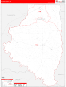 Calhoun County, AR Digital Map Red Line Style