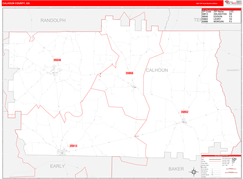 Calhoun County, GA Digital Map Red Line Style