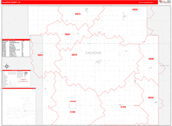 Calhoun County, IA Digital Map Red Line Style