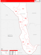 Calhoun County, IL Digital Map Red Line Style