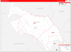 Calhoun County, SC Digital Map Red Line Style