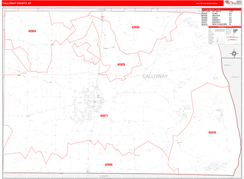 Calloway County, KY Digital Map Red Line Style