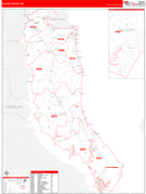 Calvert County, MD Digital Map Red Line Style