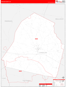 Candler County, GA Digital Map Red Line Style
