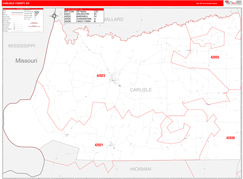 Carlisle County, KY Digital Map Red Line Style