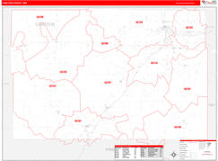 Carlton County, MN Digital Map Red Line Style