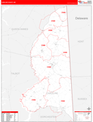 Caroline County, MD Digital Map Red Line Style