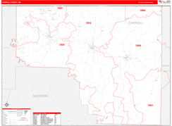 Carroll County, AR Digital Map Red Line Style