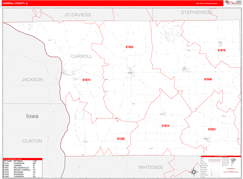 Carroll County, IL Digital Map Red Line Style